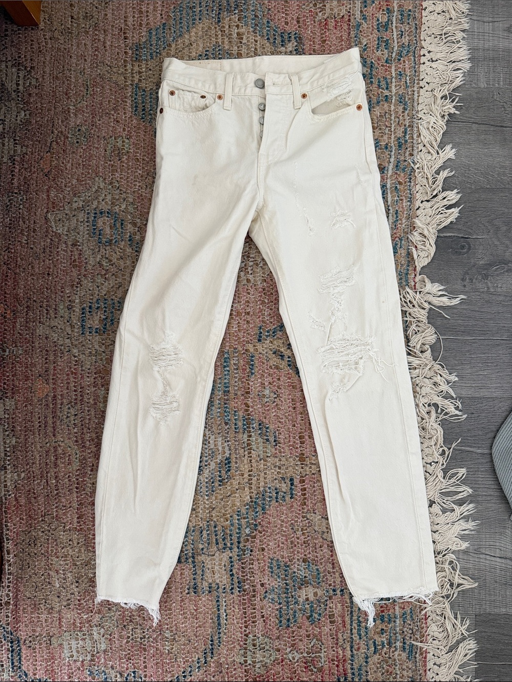Levi’s Distressed White High-Rise Jeans
